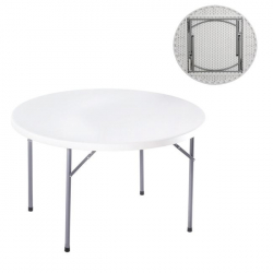 BLOW-R Τραπέζι Συνεδρίου Catering Πτυσσόμενο, Μέταλλο Βαφή Γκρι, HDPE Άσπρο  Φ121cm H.72cm