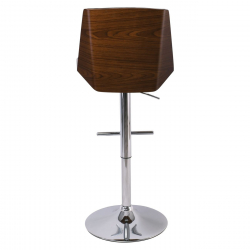 NUMAN Σκαμπό BAR με Πλάτη, Χρώμιο, Καρυδί - ΡU Μαύρο, Ρύθμιση Ύψους, Περιστρεφόμενο  52x50x62/96-83/117cm