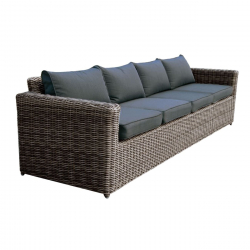 ARIZONA 4Θέσιος Καναπές Κήπου ALU, 4mm Half-Round Wicker Grey Brown, Μαξιλάρια Ανθρακί  252x77x73cm