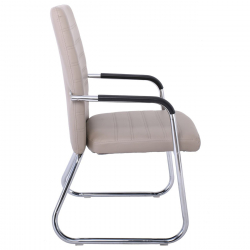 COLLET Πολυθρόνα Γραφείου Επισκέπτη Μέταλλο Χρώμιο, Pu Cappuccino  54x60x96cm