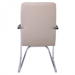 COLLET Πολυθρόνα Γραφείου Επισκέπτη Μέταλλο Χρώμιο, Pu Cappuccino  54x60x96cm