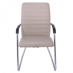 COLLET Πολυθρόνα Γραφείου Επισκέπτη Μέταλλο Χρώμιο, Pu Cappuccino  54x60x96cm