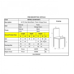 ALTO ΚΑΡΕΚΛΑ ΜΕΤΑΛΛΙΚΗ ΜΑΥΡΗ/ΥΦΑΣΜΑ VINTAGE GREEN 44X56X92