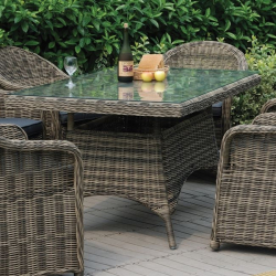 MONTANA Τραπέζι Dining Κήπου-Βεράντας ALU, Φ5mm Round Wicker Grey Brown  160x90 H.75cm