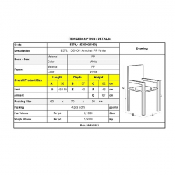 DENON Πολυθρόνα Στοιβαζόμενη PP-UV  Άσπρο  58x57x82cm