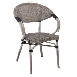 COSTA Πολυθρόνα Dining Αλουμινίου, Απόχρωση Antique Grey - Textilene Μπεζ  58x57x83cm