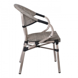 COSTA Πολυθρόνα Dining Αλουμινίου, Απόχρωση Antique Grey - Textilene Μπεζ  58x57x83cm