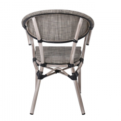 COSTA Πολυθρόνα Dining Αλουμινίου, Απόχρωση Antique Grey - Textilene Μπεζ  58x57x83cm