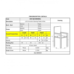 LIDO Πολυθρόνα Τραπεζαρίας Κήπου - Βεράντας Στοιβαζόμενη, PP Απόχρωση Άσπρo  58x57x81cm