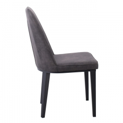 CASTER Καρέκλα Τραπεζαρίας Κουζίνας, Μέταλλο Βαφή Μαύρο, Ύφασμα Suede Ανθρακί  45x60x89cm