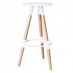 ART Σκαμπό BAR, Ξύλο Φυσικό, PP Άσπρο  37x37 H.78cm