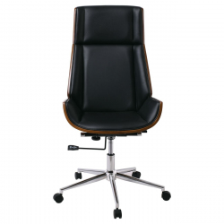 BF9850 Πολυθρόνα Γραφείου Διευθυντή, Μέταλλο Χρώμιο Καρυδί - Pu Μαύρο  65x66x112/120cm