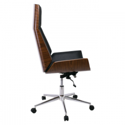 BF9850 Πολυθρόνα Γραφείου Διευθυντή, Μέταλλο Χρώμιο Καρυδί - Pu Μαύρο  65x66x112/120cm