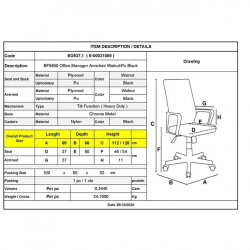 BF9850 Πολυθρόνα Γραφείου Διευθυντή, Μέταλλο Χρώμιο Καρυδί - Pu Μαύρο  65x66x112/120cm