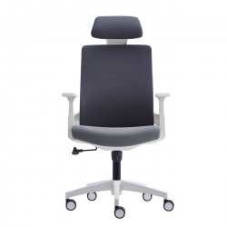 BF8900 Πολυθρόνα Γραφείου Διευθυντή, Άσπρο - Γκρι, Mesh Γκρι, Ύφασμα Γκρι  64x66x116/128cm