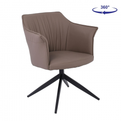 EVELYN Πολυθρόνα Περιστρεφόμενη, Μέταλλο Βαφή Μαύρο, Pu Cappuccino  64x63x80cm