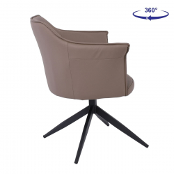 EVELYN Πολυθρόνα Περιστρεφόμενη, Μέταλλο Βαφή Μαύρο, Pu Cappuccino  64x63x80cm
