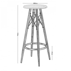 MACK Σκαμπό BAR, Μέταλλο Βαφή Φυσικό, Κάθισμα Απόχρωση Άσπρο  Φ30cm Η.72cm