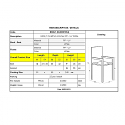 OLIMPIA Πολυθρόνα Τραπεζαρίας Κήπου Στοιβαζόμενη, PP - UV Protection, Απόχρωση Άσπρο  54x52x86cm