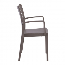 OLIMPIA Πολυθρόνα Τραπεζαρίας Κήπου Στοιβαζόμενη, PP - UV Protection, Απόχρωση Tortora  54x52x86cm