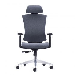 BF9600 Πολυθρόνα Γραφείου Διευθυντή, Βάση Αλουμινίου, Ύφασμα Γκρι  68x68x120/130cm
