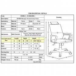 BF9600 Πολυθρόνα Γραφείου Διευθυντή, Βάση Αλουμινίου, Ύφασμα Γκρι  68x68x120/130cm
