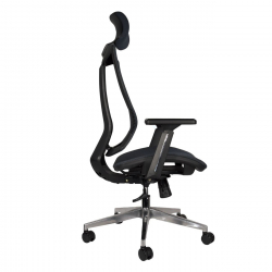 BF9600 Πολυθρόνα Γραφείου Διευθυντή, Βάση Αλουμινίου, Ύφασμα Μαύρο  68x68x120/130cm