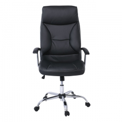 BF5700 Πολυθρόνα Διευθυντή Μέταλλο Χρώμιο, Pu Μαύρο  64x72x112/121cm