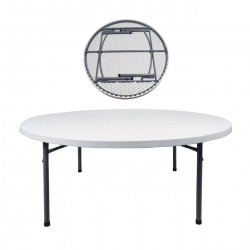 BLOW Τραπέζι Συνεδρίου - Catering Πτυσσόμενο, Μέταλλο Βαφή Γκρι, HDPE Άσπρο  Φ180cm H.74cm