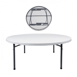 BLOW Τραπέζι Συνεδρίου - Catering Πτυσσόμενο, Μέταλλο Βαφή Γκρι, HDPE Άσπρο  Φ180cm H.74cm