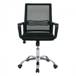 BF2110 Πολυθρόνα Γραφείου Μέταλλο Χρώμιο, Mesh Μαύρο  58x60x94/104cm