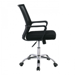 BF2110 Πολυθρόνα Γραφείου Μέταλλο Χρώμιο, Mesh Μαύρο  58x60x94/104cm