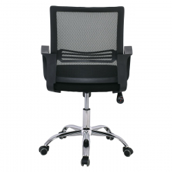 BF2110 Πολυθρόνα Γραφείου Μέταλλο Χρώμιο, Mesh Μαύρο  58x60x94/104cm