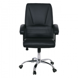 BF6350 Πολυθρόνα Διευθυντή Μέταλλο Χρώμιο, PU Μαύρο  67x69x108/116cm