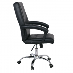 BF6350 Πολυθρόνα Διευθυντή Μέταλλο Χρώμιο, PU Μαύρο  67x69x108/116cm