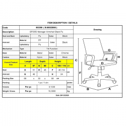 BF6350 Πολυθρόνα Διευθυντή Μέταλλο Χρώμιο, PU Μαύρο  67x69x108/116cm