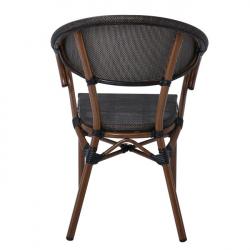 COSTA Πολυθρόνα Dining Αλουμινίου, Απόχρωση Καρυδί Textilene Μαύρο  58x57x83cm