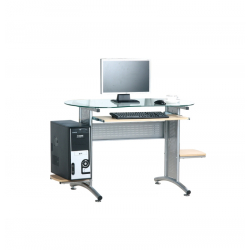 ΓΡΑΦΕΙΟ Μέταλλο Βαφή Silver - Γυαλί  132x59x75cm