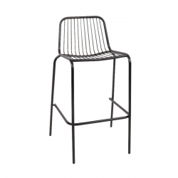 NEXUS Σκαμπό Bar με Πλάτη, Στοιβαζόμενο, Μέταλλο Βαφή Μαύρο  47x51x75/98cm