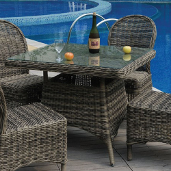 MONTANA Τραπέζι Dining Κήπου-Βεράντας ALU, Φ5mm Round Wicker Grey Brown  90x90 H.75cm