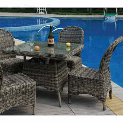 MONTANA Καρέκλα Τραπεζαρίας Κήπου ALU, Φ5mm Round Wicker Grey Brown, Μαξιλάρι Ανθρακί  48x65x91cm