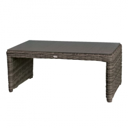 MONTANA Τραπεζάκι Σαλονιού Κήπου-Βεράντας ALU, Φ5mm Round Wicker Grey Brown  100x50 H.45cm