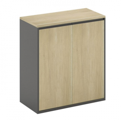 PROJECT Ντουλάπι Γραφείου Χαμηλό Δίφυλλο, 2 Ράφια, Απόχρωση Sonoma - Γκρι  80x40x75cm