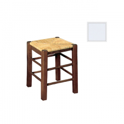 ΤΑΒΕΡΝΑΣ Σκαμπό Βοηθητικό, Οξιά Εμποτισμός Λάκα Άσπρο, Κάθισμα Ψάθα  35x35x50cm