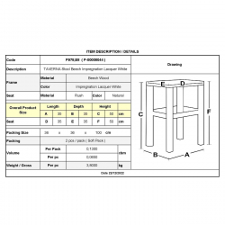 ΤΑΒΕΡΝΑΣ Σκαμπό Βοηθητικό, Οξιά Εμποτισμός Λάκα Άσπρο, Κάθισμα Ψάθα  35x35x50cm