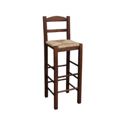 ΣΙΦΝΟΣ Σκαμπό BAR με Πλάτη, Οξιά Εμποτισμός Καρυδί, Κάθισμα Ψάθα  36x37x76/107cm