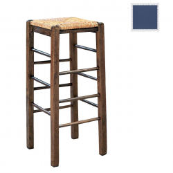 ΤΑΒΕΡΝΑΣ Σκαμπό BAR, Οξιά Εμποτισμός Ανιλίνη Μπλε, Κάθισμα Ψάθα  35x35x80cm