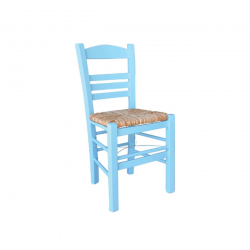 ΣΙΦΝΟΣ Καρέκλα Οξιά Βαφή Εμποτισμού Λάκα Γαλάζιο, Κάθισμα Ψάθα  41x45x88cm