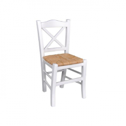 METRO Καρέκλα Οξιά Βαφή Εμποτισμού Λάκα Άσπρο, Κάθισμα Ψάθα  43x47x88cm