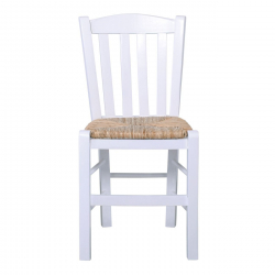 CASA Καρέκλα Οξιά Βαφή Εμποτισμού Λάκα Άσπρο, Κάθισμα Ψάθα  42x45x88cm